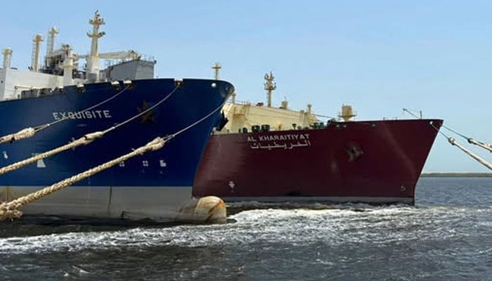 The representational image shows LNG ships anchored at the Engro Elengy Terminal Ltd (EETL). — Facebook@engro.group/File
