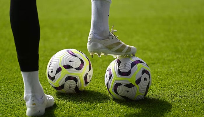 General view of match balls as the players warm up before the match.    — Reuters