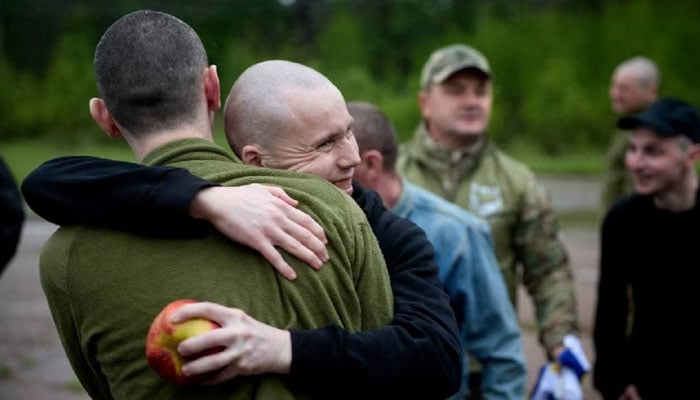 Ukrainian prisoners of war (POWs) after a swap, amid Russias attack on Ukraine, at an unknown location in Ukraine, in this handout picture released May 15, 2026. — Reuters