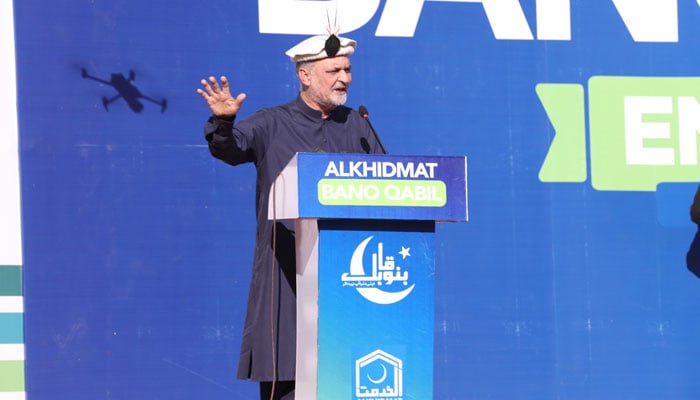 Jamaat-e-Islami (JI) chief Hafiz Naeemur Rehman addressing an event on May 16, 2026. — Facebook@HafizNaeemRehman