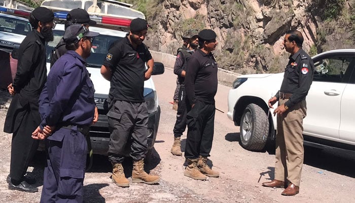 Sabir Khan, the superintendent of police Balakot inspects the security of the Balakot Hydropower Project  on May 14, 2026. — Facebook@SPSaberkhan
