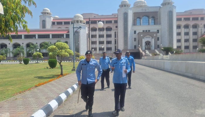 Deputy Inspector General of Police for Security Rana Umar Farooq inspects different high-security points in Islamabad on May 16, 2026. — Facebook@islamabadpolice