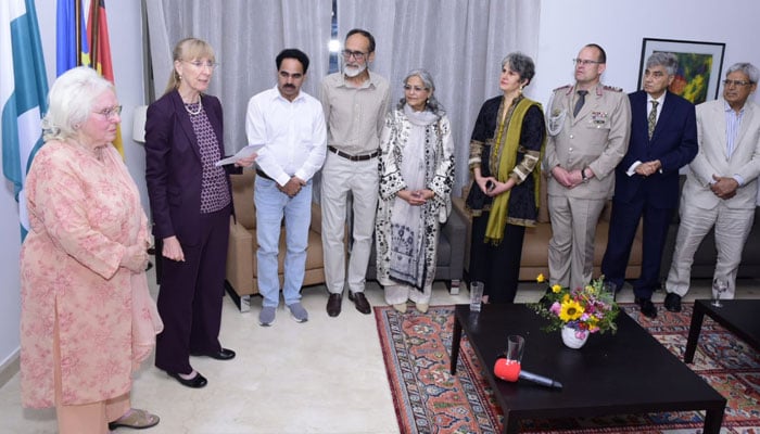The image released on May 13, 2026 shows Anita Khawaja being honoured Germanys highest civilian honour. — Facebook@GermanEmbassyIslamabad