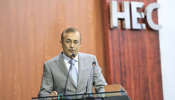 The image released on May 13, 2026 shows Rector NUST Dr Muhammad Zahid Latif addressing an event. — Facebook@nustofficial