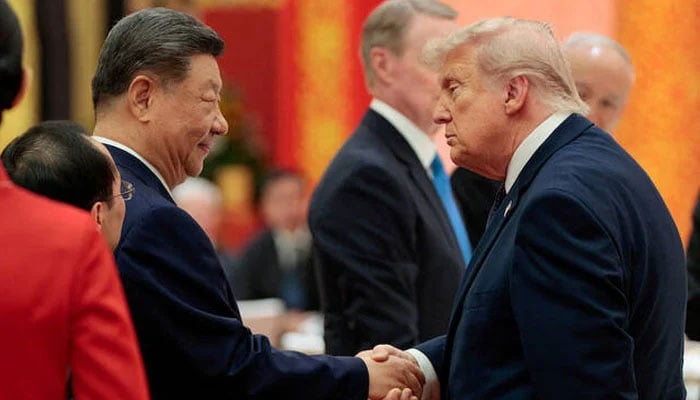 Chinese President Xi Jinping and US President Donald Trump shake hands at a state banquet at the Great Hall of the People in Beijing, China, May 14, 2026. —Reuters