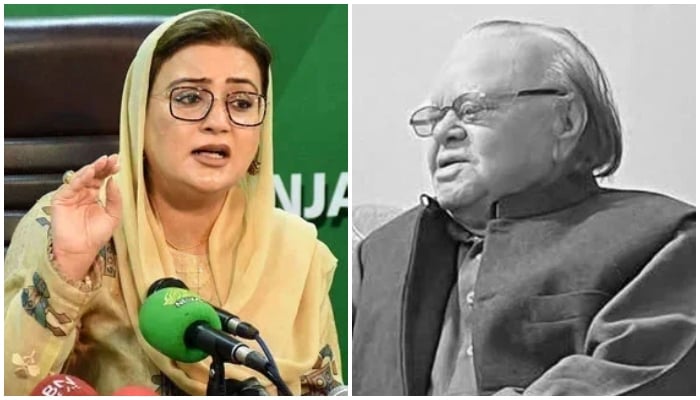 This collage shows Minister for Information and Culture Azma Bokhari (left), senior journalist Altaf Hassan Qureshi (late). — PPI/Facebook@SirajOfficial/File