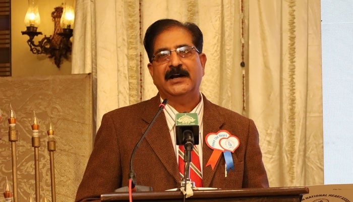 Sana Ullah Ghumman, General Secretary of PANAH addresses an event. — Facebook@panah84/File