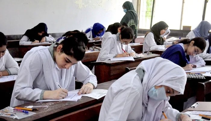 Intermediate students are busy attempting papers at an examination centre on April 29, 2026. — APP