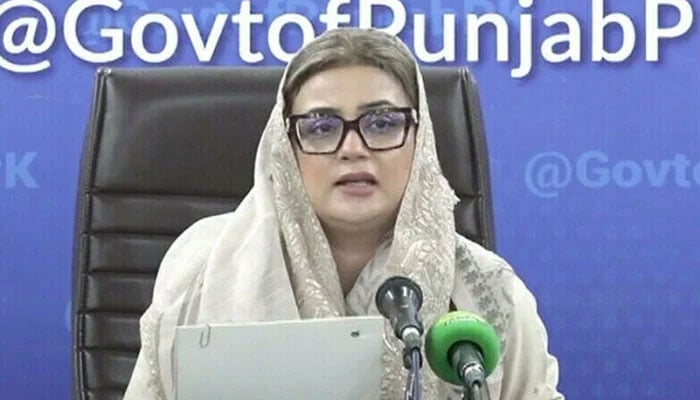 Punjab Minister for Information and Culture Azma Bokhari addresses a press conference on January 25, 2025.— APP