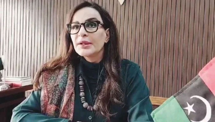 Vice President Pakistan Peoples Party and parliamentary leader of PPP in the Senate, Senator Sherry Rehman, speaks to reporters in Islamabad in this still on January 17, 2024. — Facebook/Senator Sherry Rehman