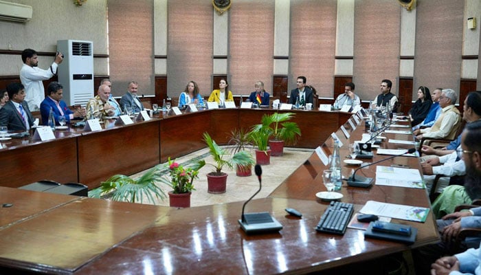 A German delegation in a meeting during a visit to the University of Engineering and Technology, Peshawar, on May 19, 2026. — Facebook@UETPeshawarOfficial