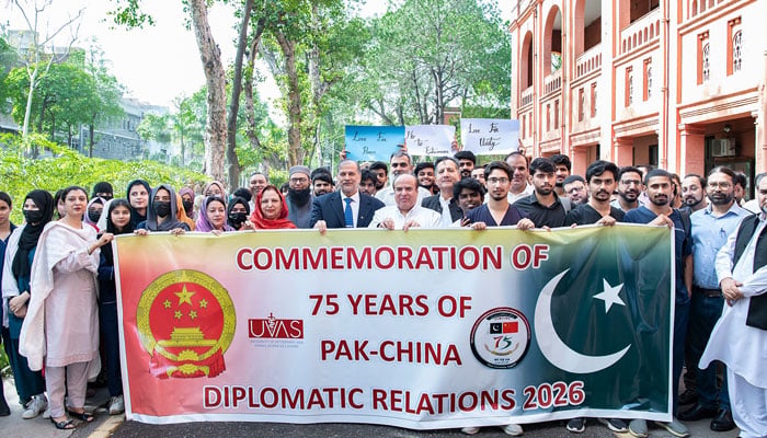 An image from a walk to commemorate 75 years of Pak-China Diplomatic Relations, arranged by UVAS on May 19, 2026. — Facebook@UVAS.Pakistan