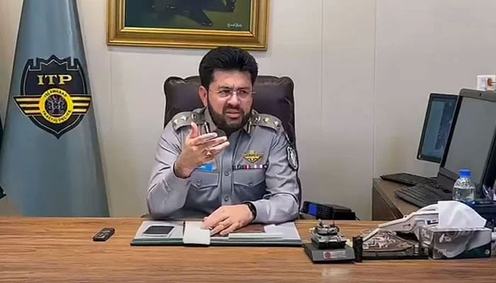 Chief Traffic Officer (CTO) Islamabad Muhammad Sarfraz Virk, chairs his first meeting after appointment on March 27, 2026. — Screengrab via Facebook@islamabadpolice