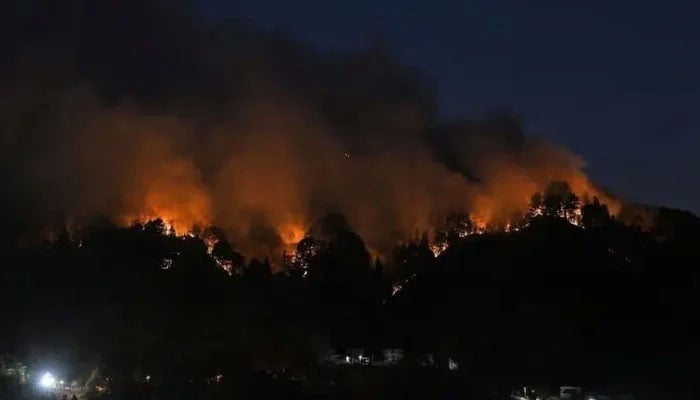 A wildfire burns near the Kirikiri district of Otsuchi, Iwate Prefecture, Japan, on April 24, 2026 — Reuters