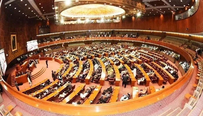 The representational image shows inside view of the National Assembly session underway . — X@NAofPakistan/File