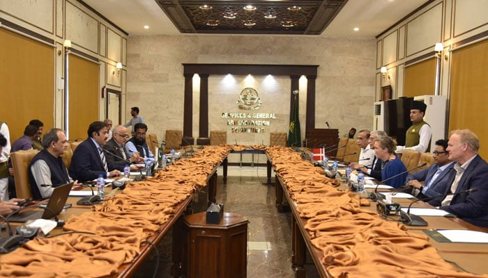 Minister for Local Government Zeeshan Rafique, in a meeting with Danish Ambassador to Pakistan Maja Mortensen at the Punjab Civil Secretariat on May 20, 2026. — Facebook@Zeeshan.rafique7865