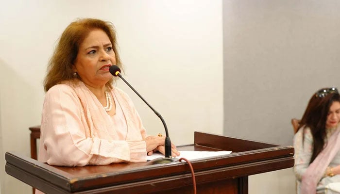 IWCCI Founder President Samina Fazil speaks at an event on October 2, 2024. — Facebook@IWCCI
