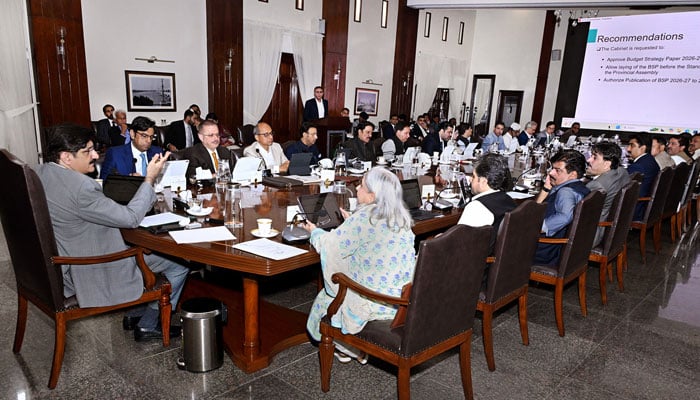 Sindh Chief Minister Syed Murad Ali Shah presides over a meeting of the provincial cabinet at the CM House on May 21, 2026. — Facebook@SindhCMHouse