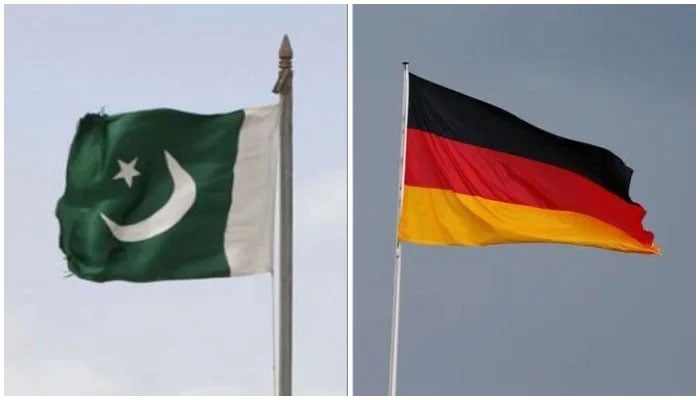 This collage shows Pakistani and German national flags. — APP/AFP/File