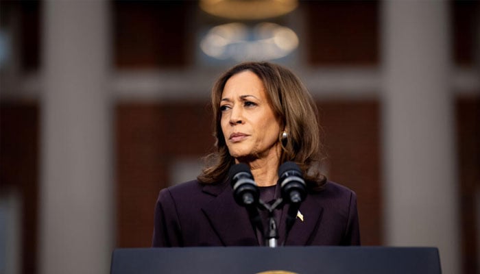 Kamala Harris, pictured during her 2024 concession speech, privately signaled support for making the report public. —AFP/File