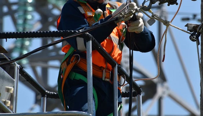 This representational image shows an engineer working on a high-voltage transmission. — Unsplash/File