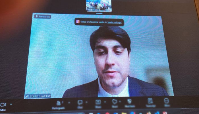 Dr Eldaniz Gusseinov addressing a virtual session under its Eminent Speaker Series on “CVE in Central Asia in 2026: trends, prospects and challenges” organised by IRS on May 19, 2026. — Facebook@Institute of Regional Studies, Islamabad