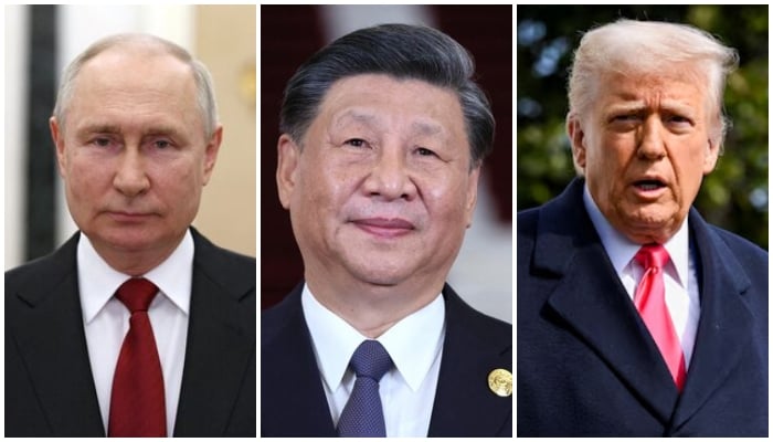 This collage shows Russian President Vladimir Putin (left), Chinese President Xi Jinping (centre) and US President Donald Trump. — Reuters/File