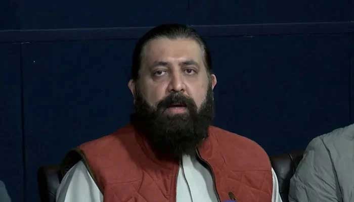Pakistan Tehreek-e-Insaf central information secretary Sheikh Waqas Akram addresses a press conference on January 9, 2025. — Facebook@PTIOfficial