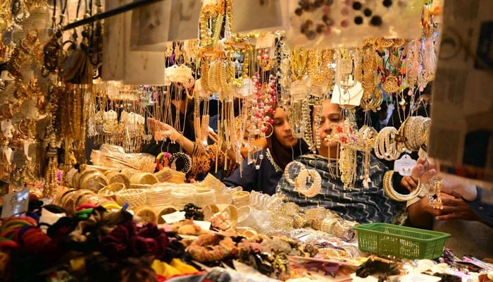 Women are buying artificial jewellery to preparation upcoming Eid al-Fitr festival in the city on March 15, 2026. — Online