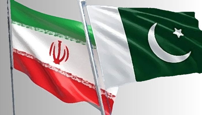 An illustration of the flags of Iran (left) and Pakistan. — Geo.tv/File