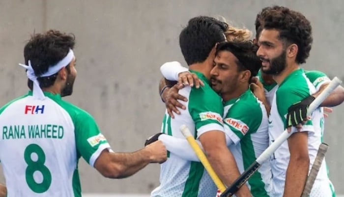 An undated picture of the Pakistan hockey team participating in the FIH Pro Hockey League. — FIH/File
