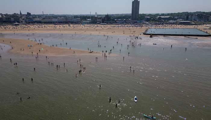 A drone view shows people at a busy Margate beach as temperatures climb over the bank holiday weekend due to a heat dome spreading across the region, in Margate, Britain, May 24, 2026. — Reuters/File