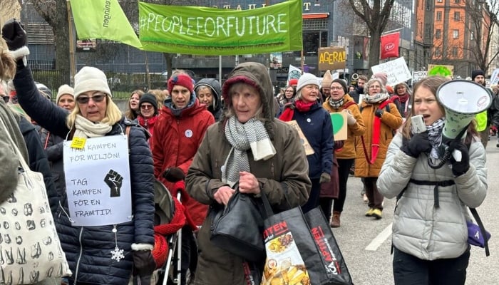 Greta Thunberg attends the Fridays for Future climate strike in Stockholm, Sweden, April 19, 2024.—Reuters