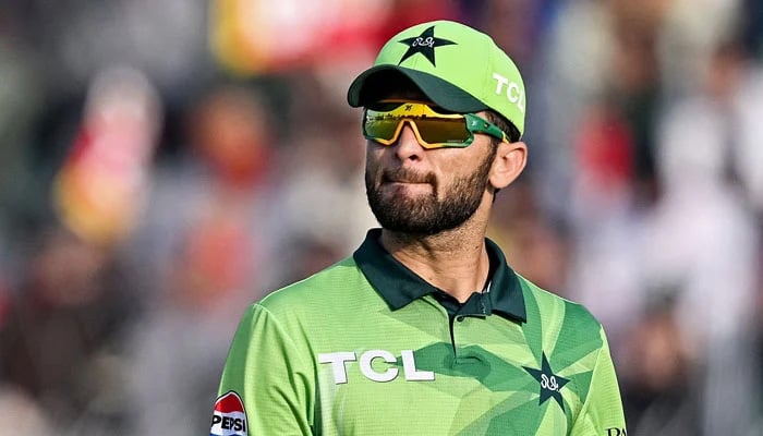 Pakistan captain Shaheen Shah Afridi looks on during their third ODI against South Africa at the Iqbal Stadium in Faisalabad on November 8, 2026. — AFP