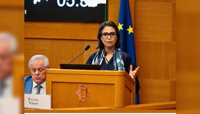 Federal Ombudsperson Fauzia Viqar addresses the International Ombudsman Institute Conference 2026 in Rome on May 29, 2026. — Facebook@fospah