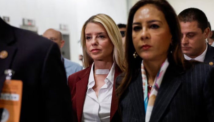 Former US Attorney General Pam Bondi arrives for a House Oversight and Government Reform Committee interview as part of the committees ongoing probe into the Justice Departments handling of the Jeffrey Epstein files, on Capitol Hill in Washington, DC, US, May 29, 2026. — Reuters
