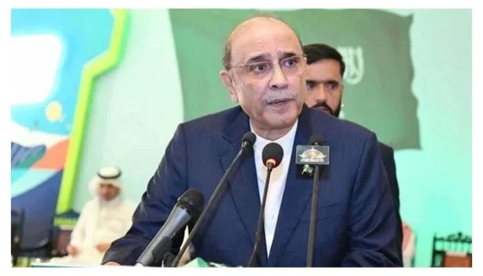 President Asif Ali Zardari addresses at an event on September 23, 2024. — APP