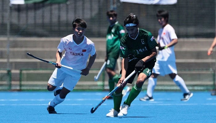 Pakistan and China players in action during their Mens U18 Asia Cup match at theKawasaki Heavy Industries Hockey Stadium in Kakamigahara on May 30, 2026. — Asian Hockey Federation