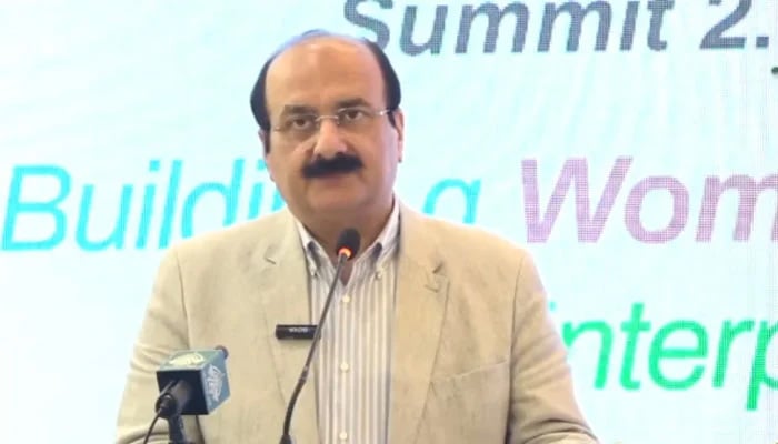 Prime Minister’s Youth Programme (PMYP) Chairman Rana Mashood Ahmed Khan addressing an event on April 28, 2026. — Facebook@PMsYouthProgram/Screengrab