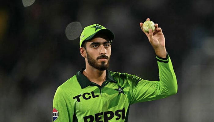 Pakistan’s Arafat Minhas shows the ball after taking a five-wicket haul during the first one-day international (ODI) cricket match between Pakistan and Australia at the Rawalpindi Cricket Stadium in Rawalpindi, Pakistan, on May 30, 2026. —AFP