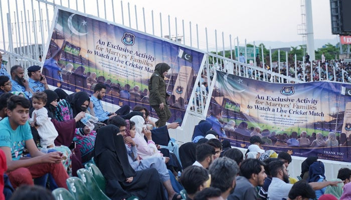 People watching the Pakistan-Australia cricket match during a special ‘Jashan-e-Cricket’ event arranged by the Islamabad Capital Territory (ICT) Police on May 30, 2026. — Facebook@islamabadpolice