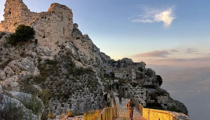 IDF soldiers entering the castle of Beaufort can be seen. —Reuters