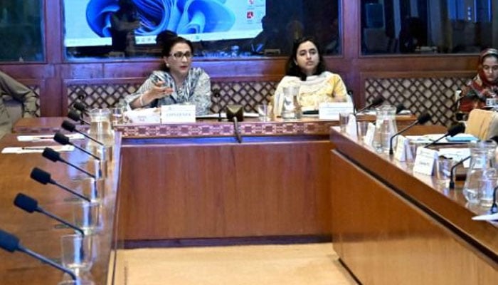 Senator Sadia Abbasi, Convener of the Senate Standing Committee on Information Technology and Telecommunication, is chairing a meeting of the sub-committee at Parliament House, Islamabad, June 1, 2026.—Facebook@Pakistansenate
