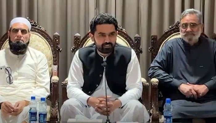 KP Chief Minister Sohail Afridi addressing the KP PTI parliamentary party meeting, May 31, 2026. —Screengrab via Facebook@mMuhammadSohailAfridi
