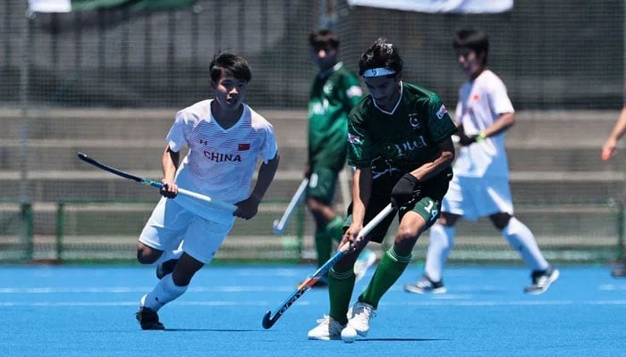 Pakistan and China players in action during their Mens U18 Asia Cup match at theKawasaki Heavy Industries Hockey Stadium in Kakamigahara on May 30, 2026. — Asian Hockey Federation