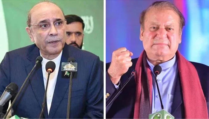 This combo shows, President Asif Ali Zardari (left) and former prime minister and PMLN President Nawaz Sharif (right). — APP/Facebook@PMLN/File