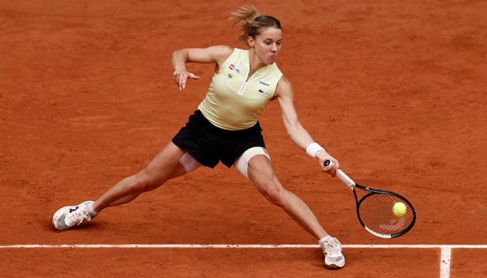 Polands Maja Chwalinska in action during her quarter-final match against Russias Anna Kalinskaya, June 3, 2026. —Reuters
