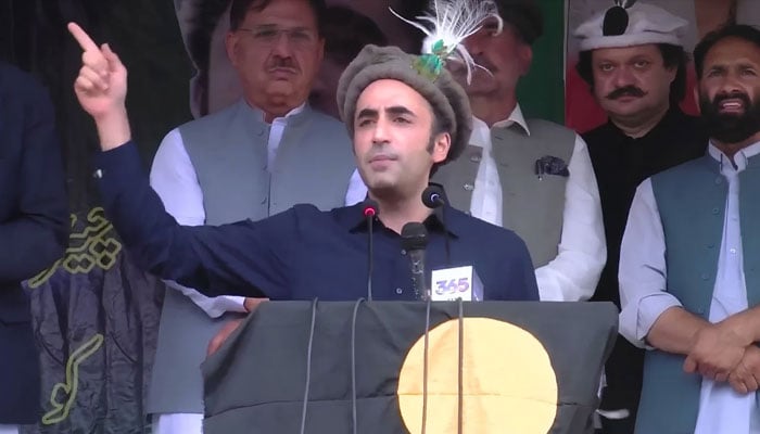 Pakistan Peoples Party (PPP) Chairman Bilawal Bhutto-Zardari addresses an election rally in Diamer, Gilgit-Baltistan, June 3, 2026. — Screengrab via YouTube/Geo News