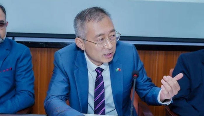 Chinese Consul General Sun Yan addresses a ceremony on May 18, 2026. — Facebook@UniversityOfThePunjab.Official