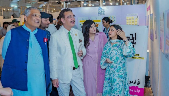 Punjab University Vice Chancellor Prof Dr M Ali is looking at students creative projects during the Undergraduate Thesis Exhibition 2026 on June 4, 2026. — Facebook@UniversityOfThePunjab.Official